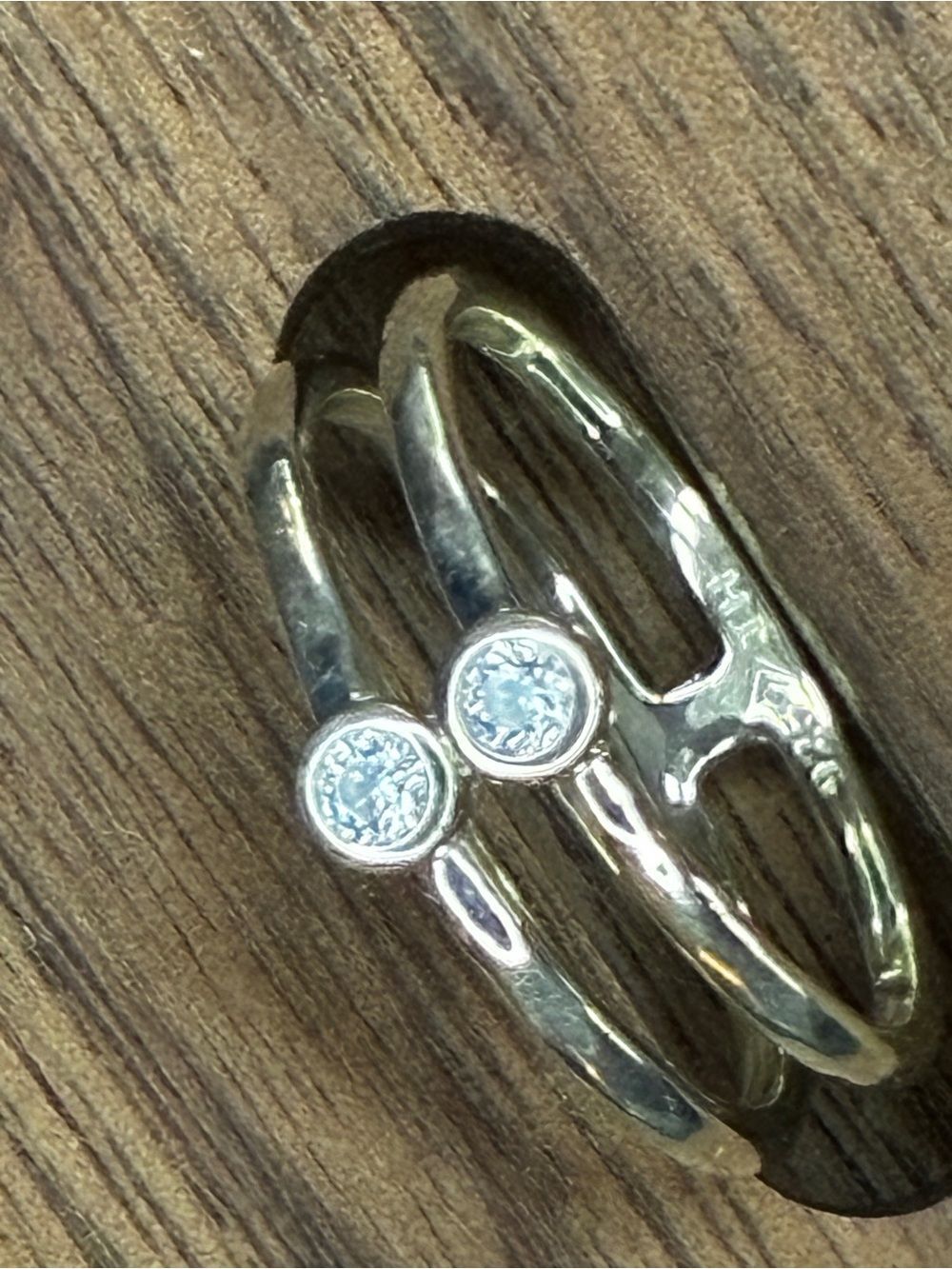 Silpada’s Sterling Silver Double-Row Ring with Two Clear Stones, cz, S 8